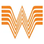 Stylized orange striped "W" logo